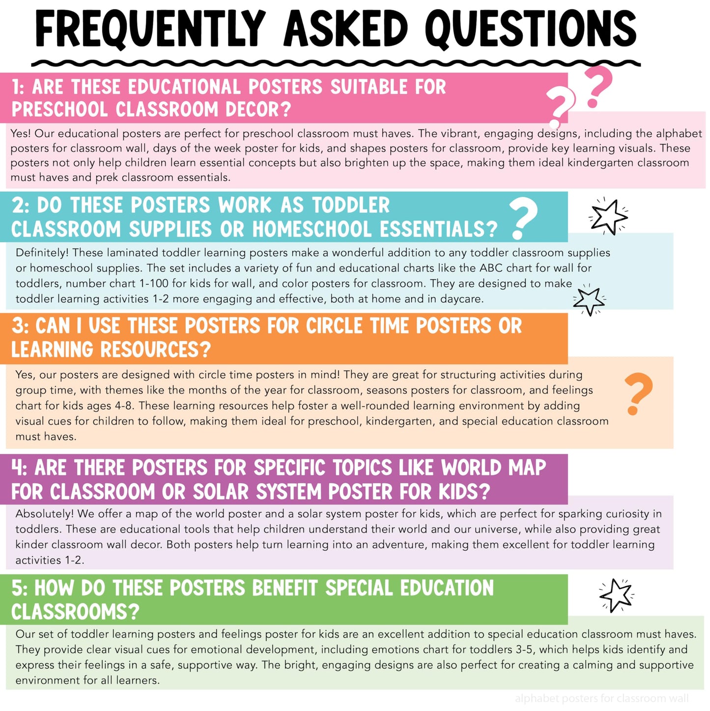 Hadley Designs 16 Educational Posters for Classroom Decor - Boho Educational Posters for Toddlers 1-3, Toddler Learning Posters for Kids Ages 3-5, Kindergarten & Preschool Classroom Must Haves
