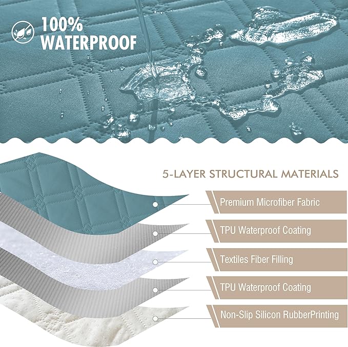 Genina Waterproof Couch Cover, Washable Anti-Slip 51 inch Loveseat Sofa Covers