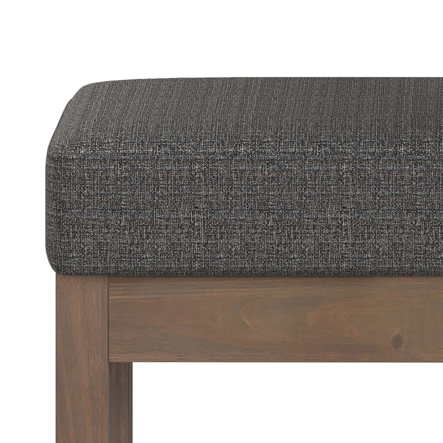 SIMPLIHOME Milltown Small Ottoman Bench - 27" Wide x 18" High Upholstered Tweed Look Fabric Rectangle Footstool Ottoman in Ebony, Contemporary Bench for Entryway with Cushioned Seat, Assembled
