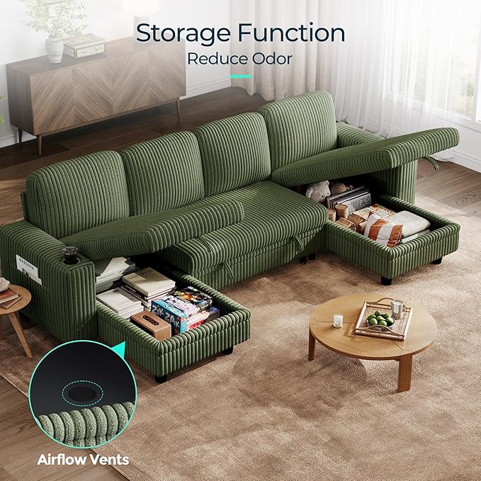 LINSY HOME Sectional Sleeper Sofa Pull Out Couches