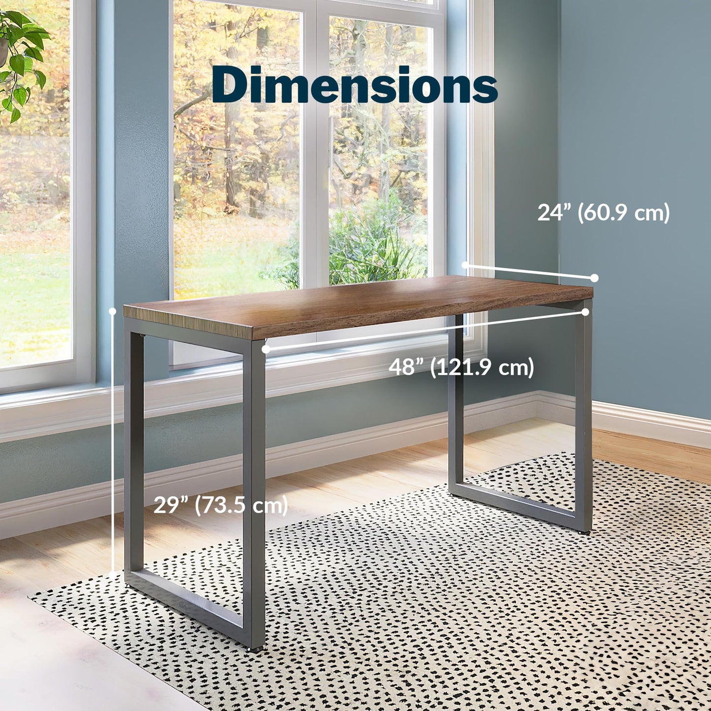 Vari Table 48x24 - Modern Computer Desk with Durable Laminate Finish and Slim Legs - Ideal for Gaming, Home, or Office - Stand-Alone Workstation or Corner Side Table - Walnut