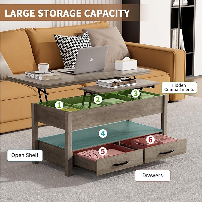 SYESWAY 42'' Lift Top Coffee Table