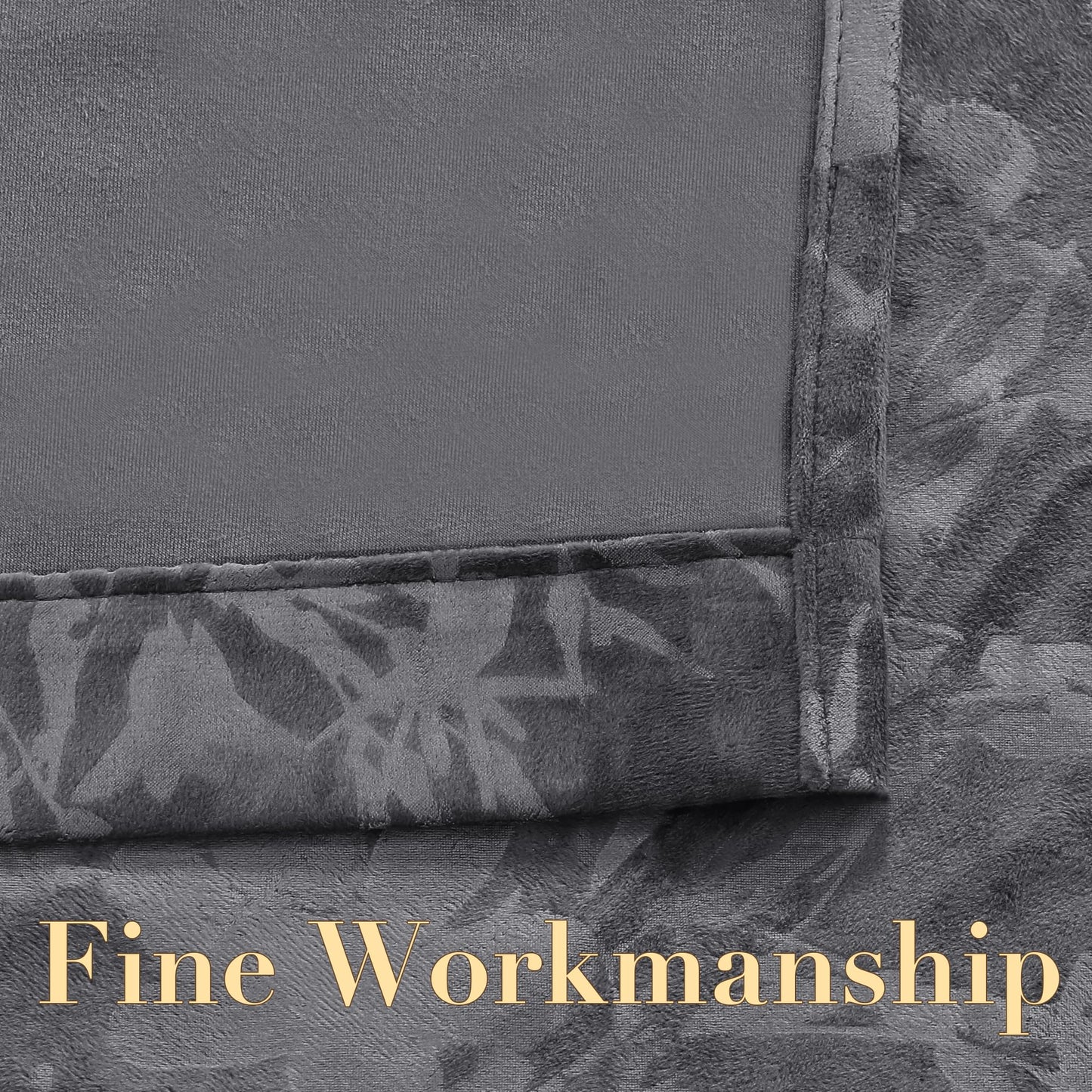 H.VERSAILTEX Luxury Velvet Curtains for Bedroom 108 Inches Length 2 Panels Thermal Birds and Lotus Floral Pattern Curtains for Living Room Boho Style Grommet Drapes for Theatre Hall, Dark Gray