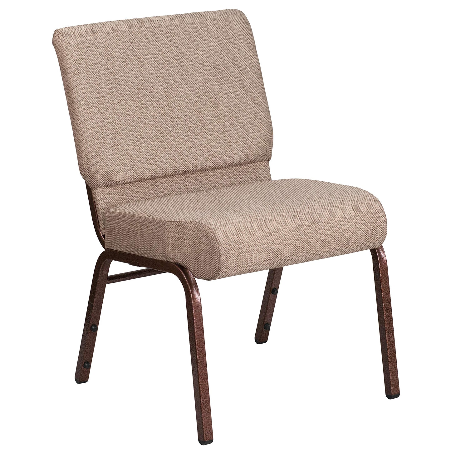 Flash Furniture 4 Pack HERCULES Series 21" W Stacking Church Chair in Beige Fabric - Copper Vein Frame