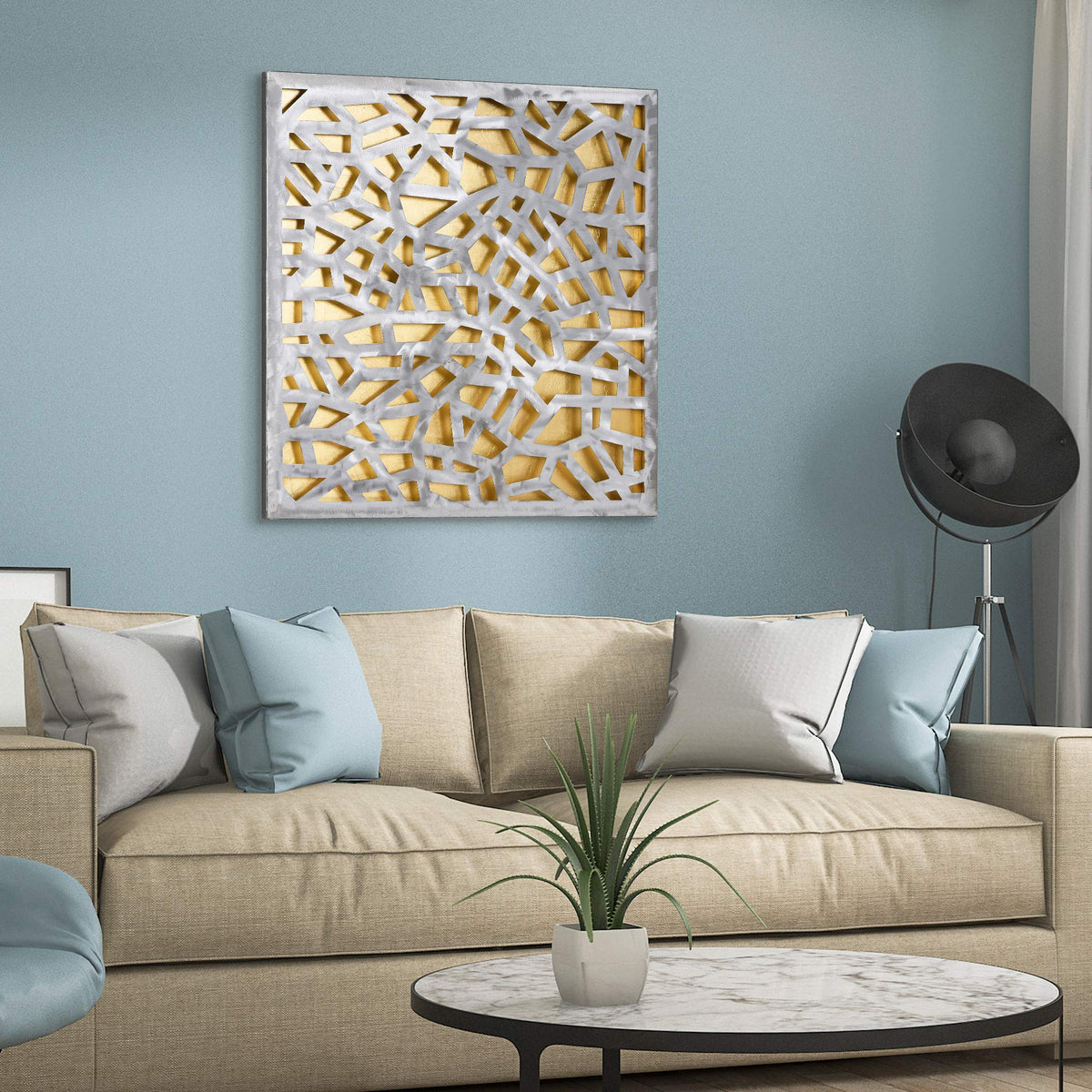 Empire Art Direct Gold Enigma Polished Steel Sculpture Abstract Wall Art with Gold Leaf,Ready to Hang,Living Room, Bedroom ＆ Office (PSL-19308-3232)