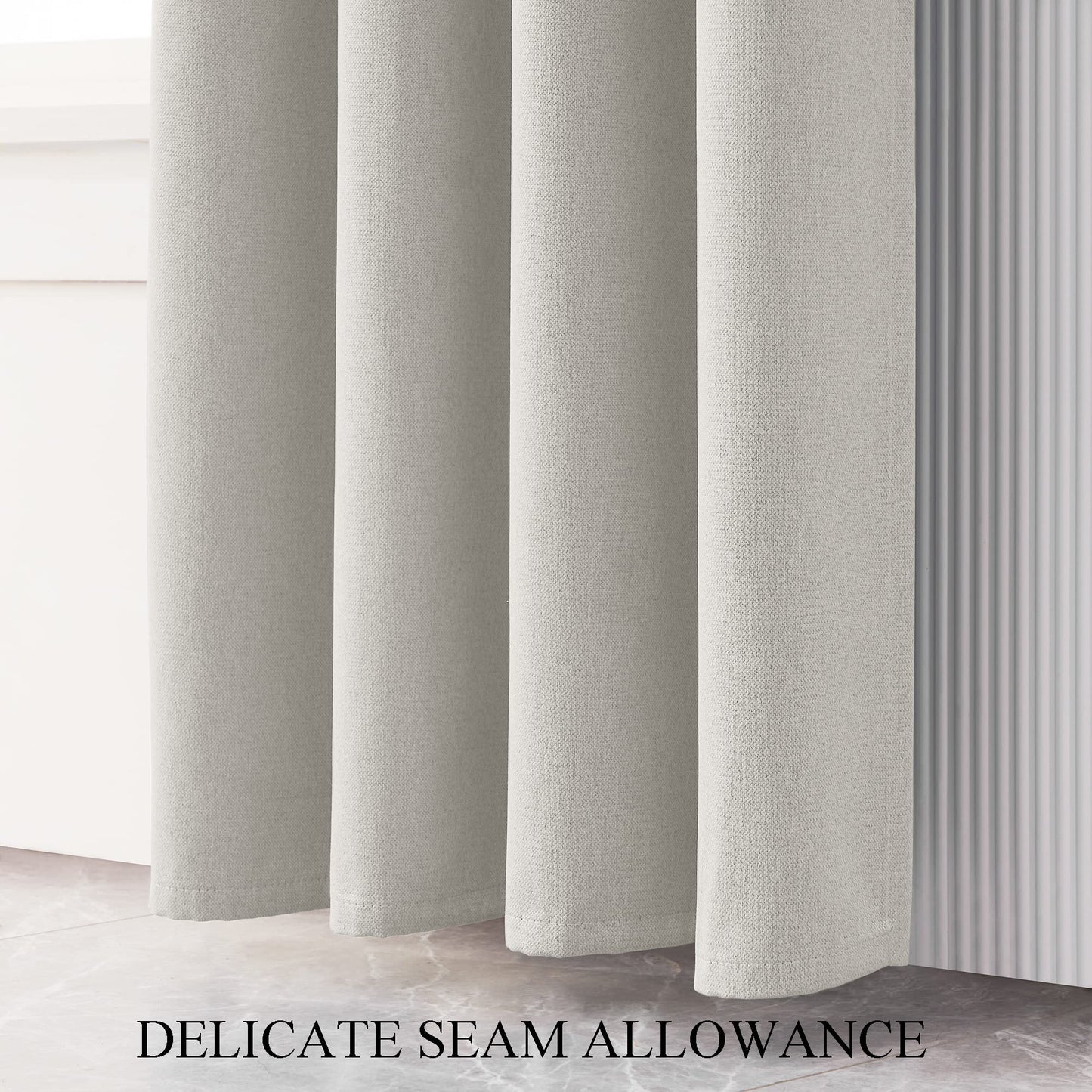 Faux Linen Extra Long Curtain with Grommet-Total Blackout High Ceiling Curtain for Living Room,17ft Length,2 Story Drape for Thermal Insualted Window Privacy (Silver White,1 Panel,52 x 204 Inch)