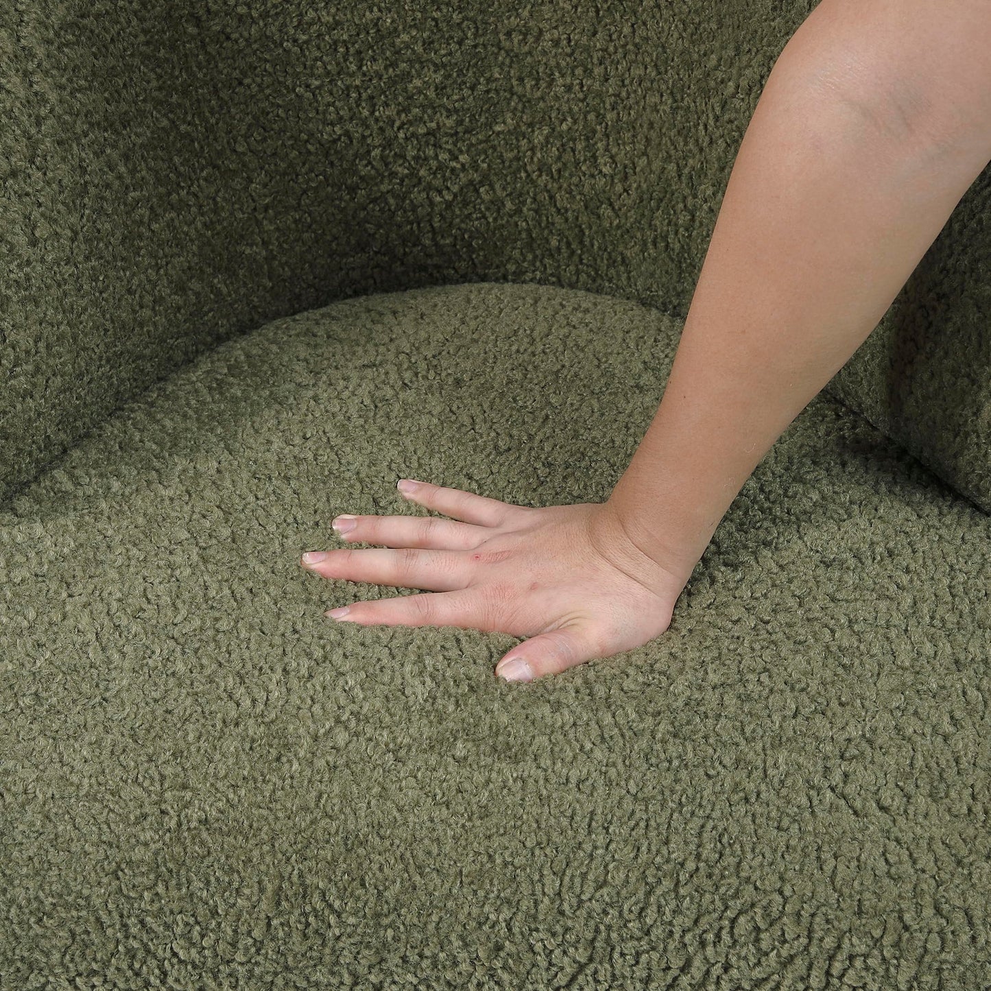 Lexicon Modern Accent Chair, Boucle Fabric Upholstered Single Sofa Chair with Curved Back for Living Room/Bedroom/Office/Apartment, Green