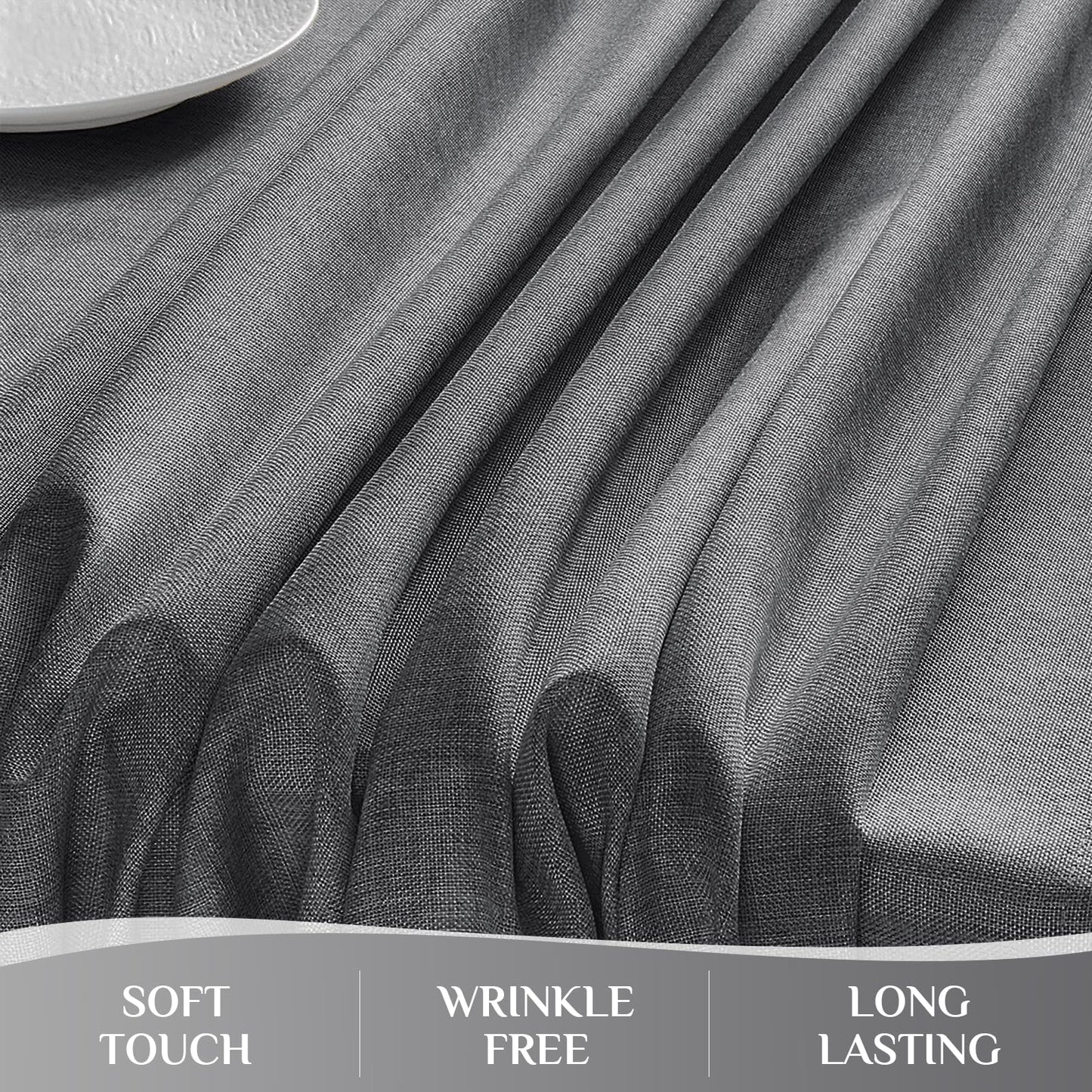 Softalker Large Rectangular Table cloth 120 x 60 inch Grey Linen Textured Tablecloth Outdoor Waterproof, Stain and Wrinkle Resistant, Extra Lang Table Cloths for 6/8 foot Rectangle Tables Decor Garden