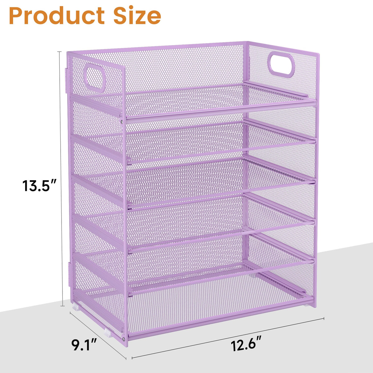 Subekyu 6-Tier Desk Paper Organizer, Desktop File Letter Tray with Handle, Document Sorter and Accessories Holder for Office, Home and School Workspace Organizers, Purple-2 Pack