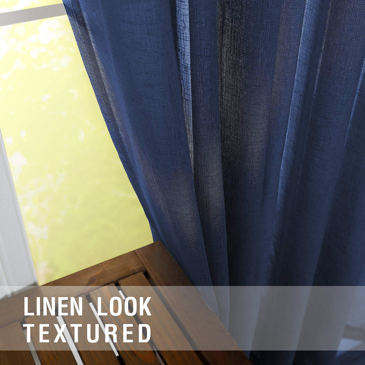 KOUFALL Navy Blue Curtains 84 Inch Length,Sheer Rod Pocket Linen Look Dark Blue Masculine Nautical Curtains for Boys Bedroom Living Room 2 Panels Set Indigo