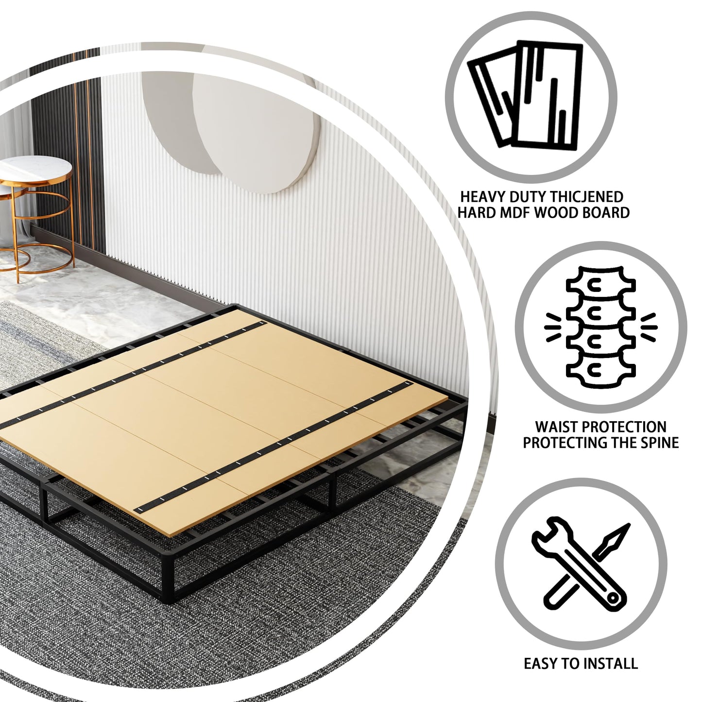 Imperius Heavy Duty Bed Panels Foldable Box Spring, Bunkie Board, Bed Support Slats,(74X38)