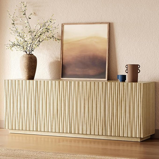 70" Fluted TV Stand for TVs Up to 50/55/65/75", Mid-Century Modern
