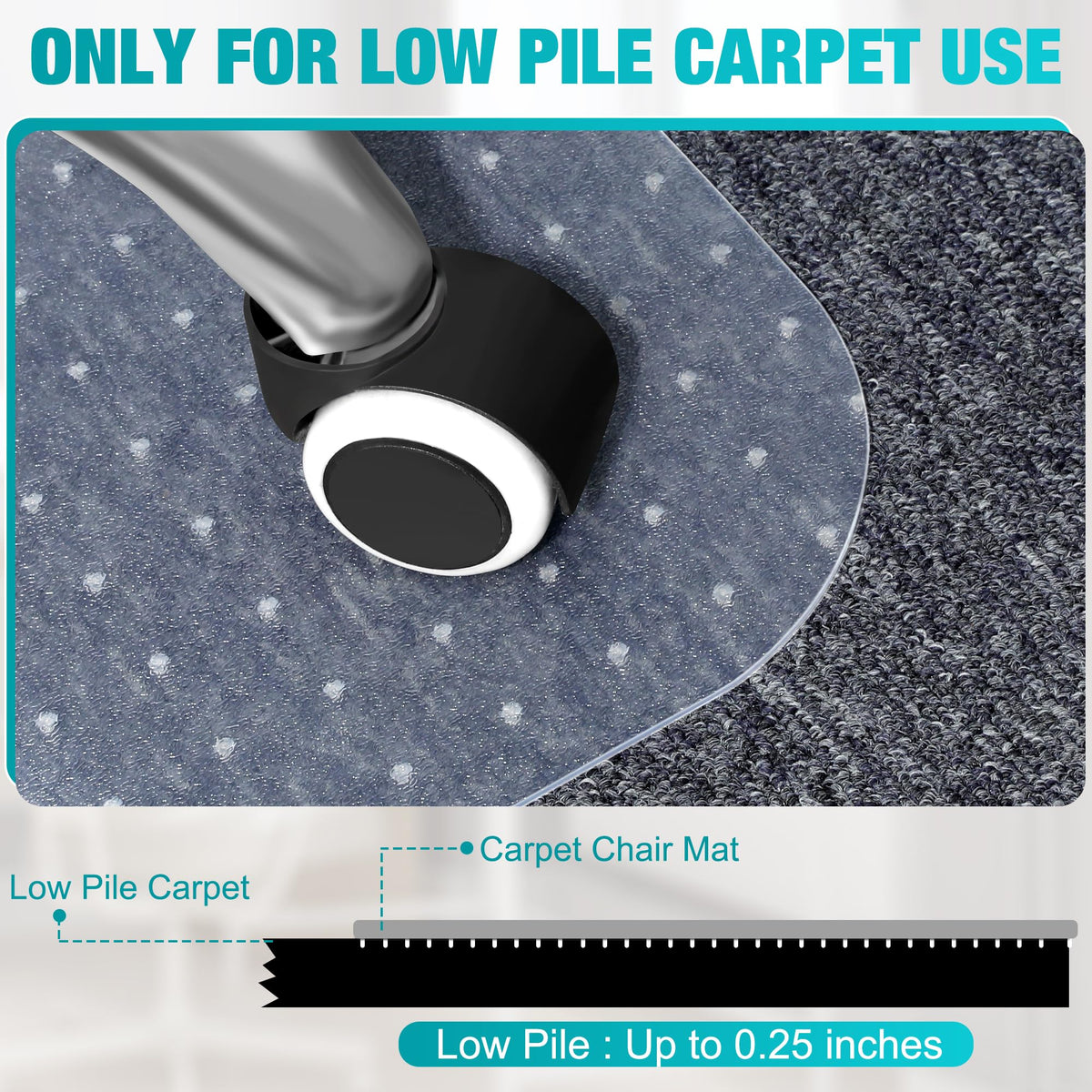 2 Pack Office Chair Mat for Carpets, 48" x 36" Clear Chair Mat for Carpeted Floors, Heavy Duty Under Desk Protector Carpeted Floors Mats, Rolling Computer Floor Mats with Studs for Home and Office