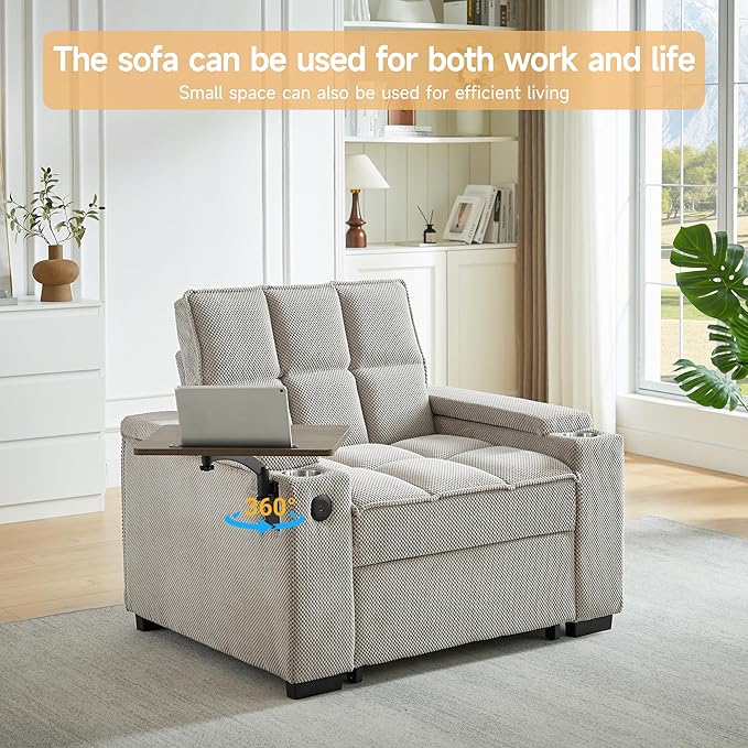 Auvsoce 3-in-1 Folding Convertible Sofa Bed Set of 2, Sleep Couch