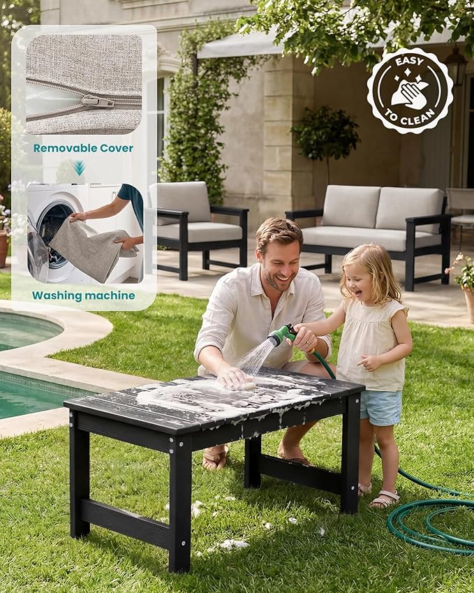 SERWALL 4 Pieces HDPE Outdoor Sofa Set