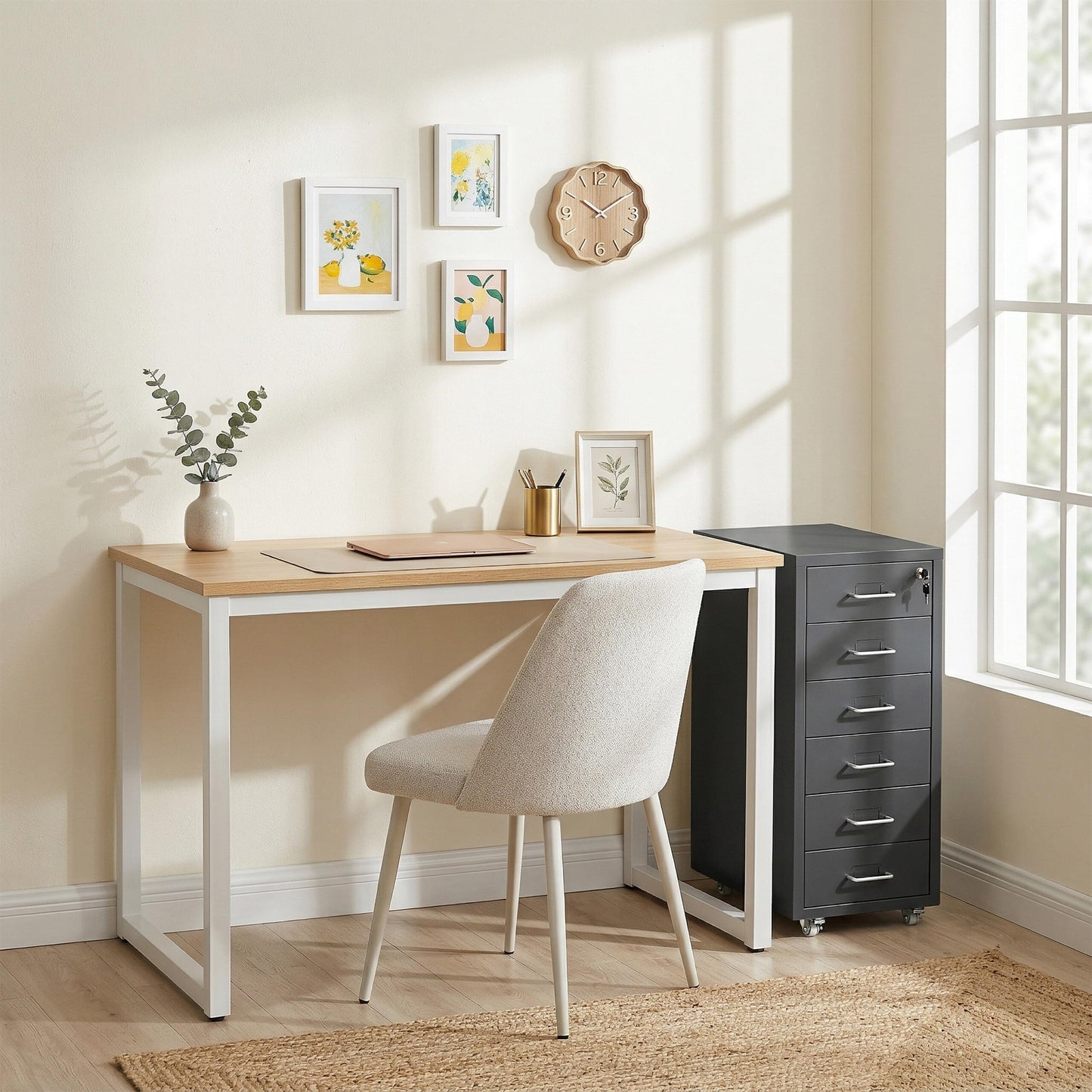 Relaxdays Lockable Metal Rolling Cabinet with 6 Drawers, 69x28x41 cm, Black