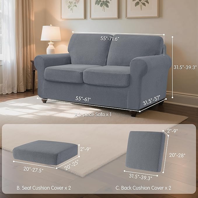 SUBRTEX 5 Pieces Stretch Sofa Slipcover Sets Couch Cover Sets Backrest Cushion