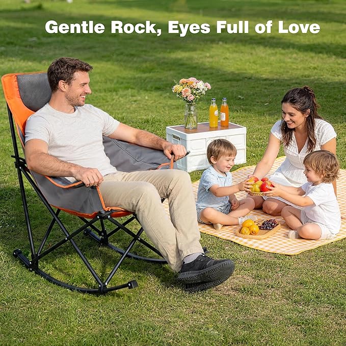 SUNNYFEEL Oversized Rocking Camping Chair, Fully Padded Patio Chair