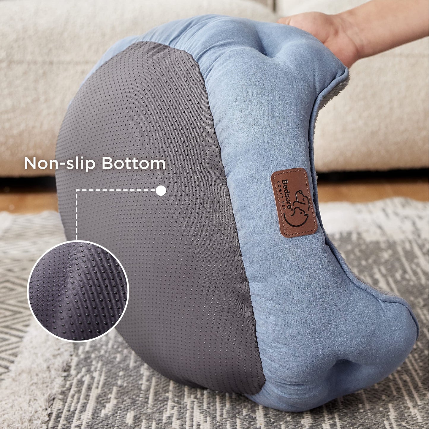 Bedsure Dog Beds for Small Dogs - Round Cat Beds for Indoor Cats, Washable Pet Bed for Puppy and Kitten with Slip-Resistant Bottom, 20 Inches, Frost Blue