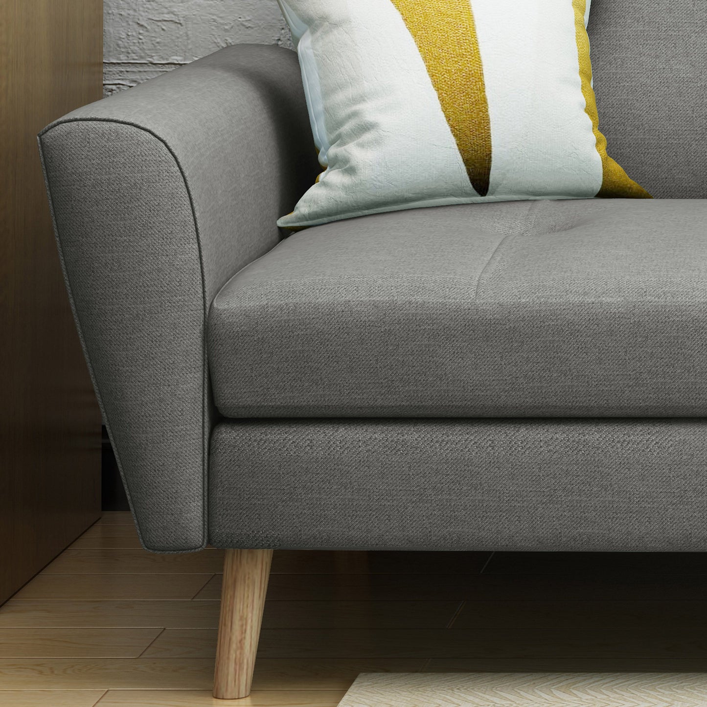 Christopher Knight Home Treston Mid-Century Fabric Sofa Chat Set, 3-Pcs Set, Grey / Natural