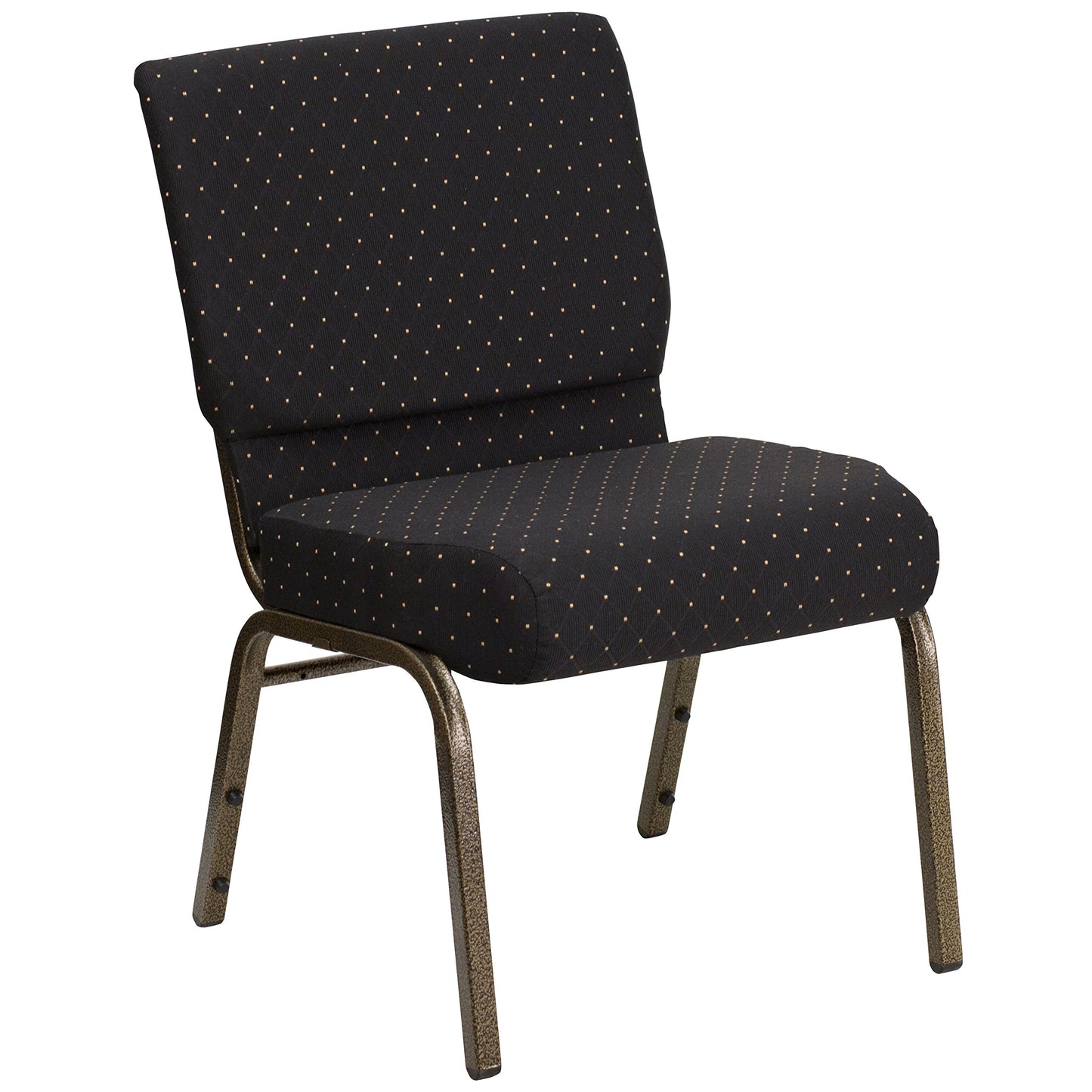 Flash Furniture 4 Pack HERCULES Series 21''W Stacking Church Chair in Black Dot Patterned Fabric - Gold Vein Frame