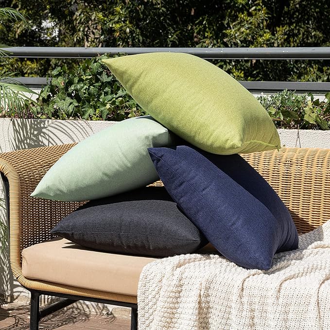 MIULEE Pack of 2 Decorative Outdoor Solid Waterproof Throw Pillow Covers Faux