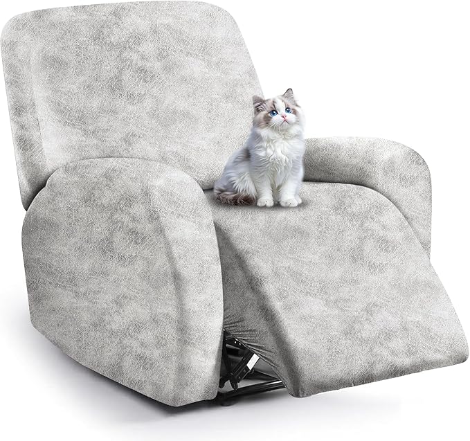 ANARACHON Leather Look Recliner Chair Covers, 4-Pieces Stretch Recliner Cover