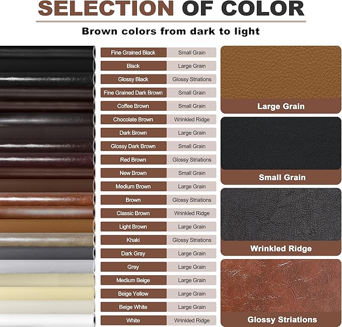 KING MOUNTAIN Leather Repair Patch, 12 x 60 Inches self Adhesive Leather Repair