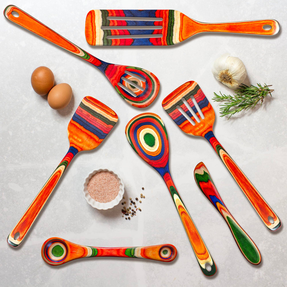 Totally Bamboo Baltique Marrakesh Collection 7 Piece Cooking Utensil Set, Safe for Nonstick