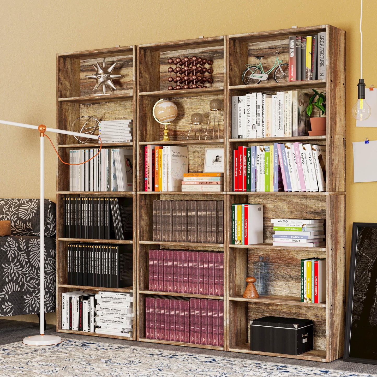IRONCK Bookshelves and Bookcases Floor Standing 6 Tiers Display Storage Shelves 70 in Tall Bookcase Home Decor Furniture for Home Office, Living Room, Bed Room