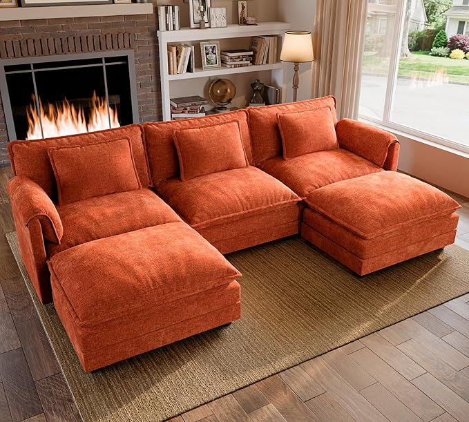 ELUCHANG Oversized 116" Modular Sectional Sofa, Comfy Cloud Couch, U Shaped
