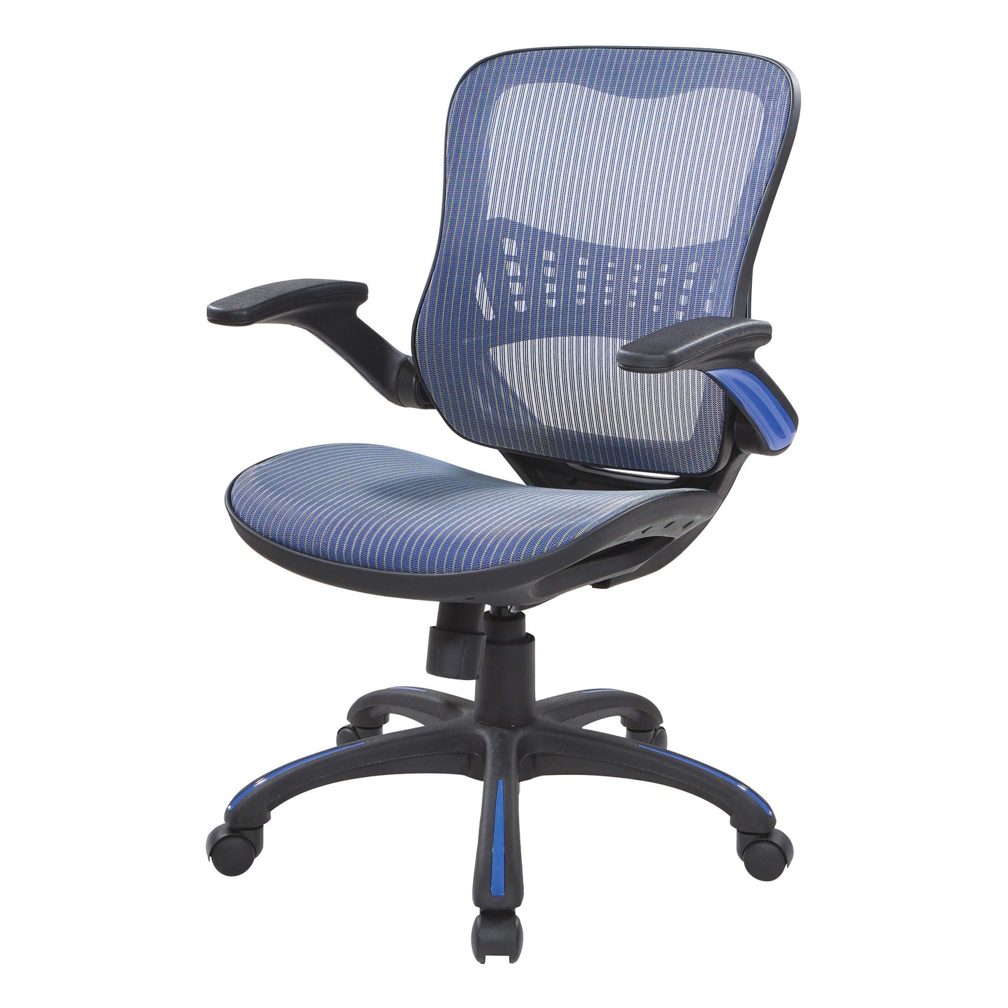 Office Star Riley Ventilated Manager's Office Desk Chair with Breathable Mesh Seat and Back, Black Base with Blue