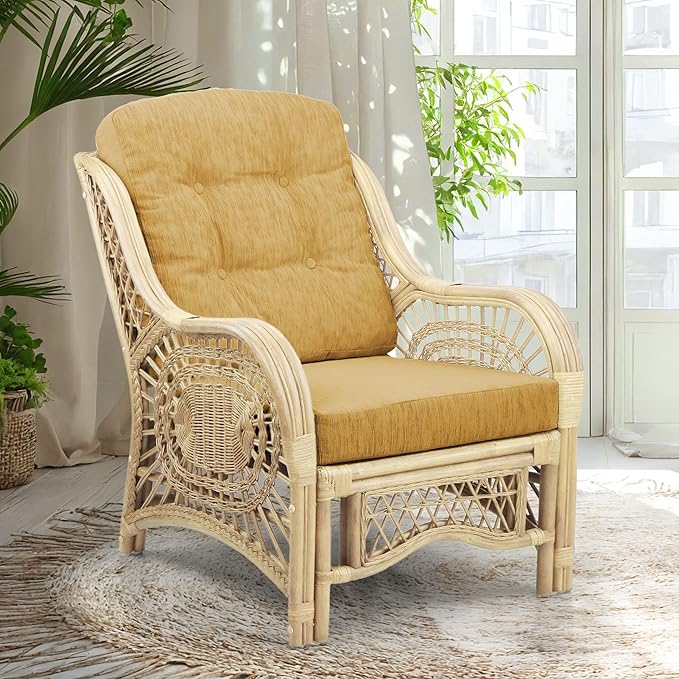 Malibu Lounge Living Accent Armchair Natural Rattan Wicker Handmade Design