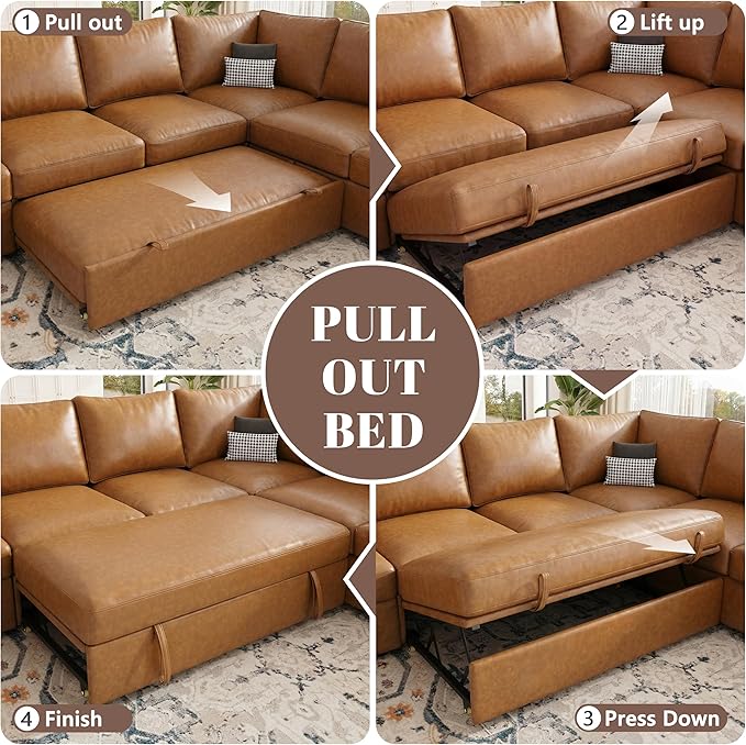 85 Inch Faux Leather Modular Sectional Sofa