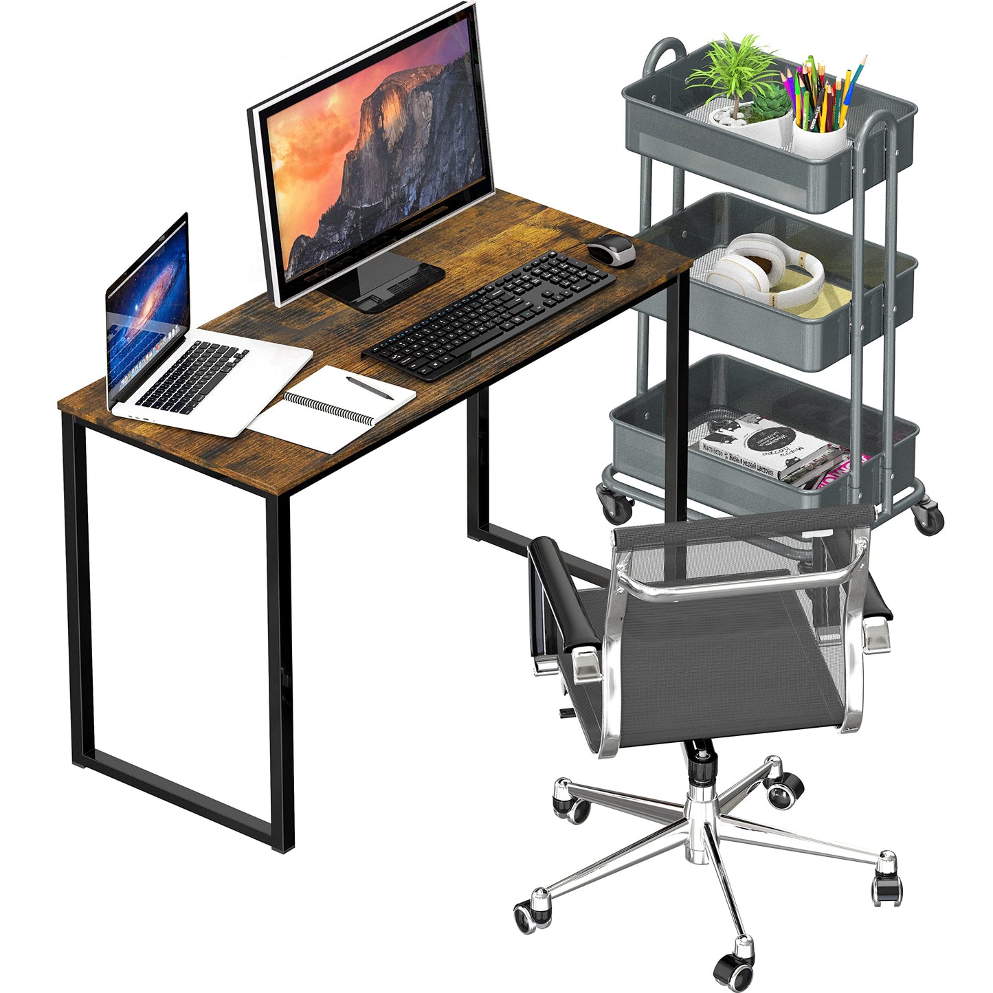 SHW Mission 32-Inch Home Office Computer Desk, Rustic Brown