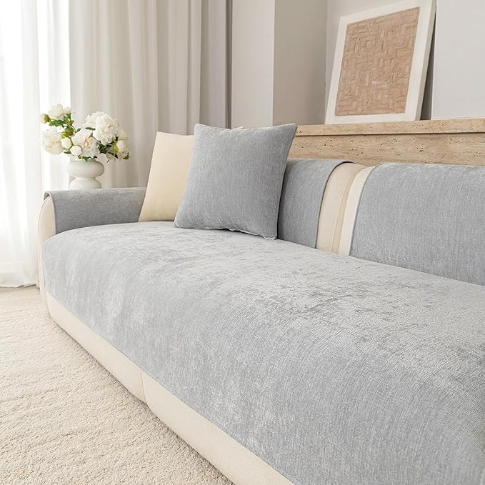 Premium Chenille Sofa Cushion Covers，Upgraded Anti-Slip Sectional Couch