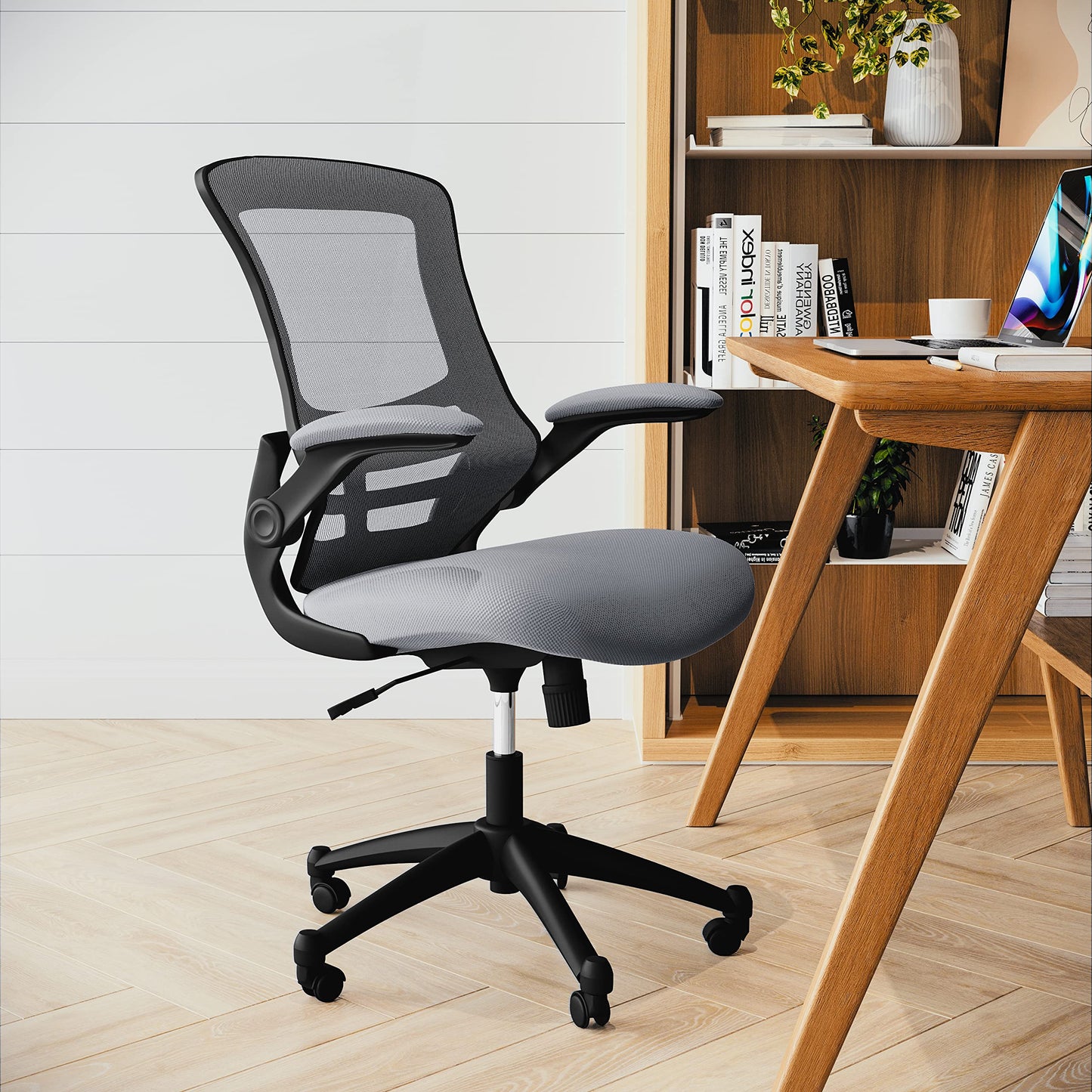 Flash Furniture Kelista Office Chair, Ergonomic, Mid-Back, Dark Gray Mesh with Swivel