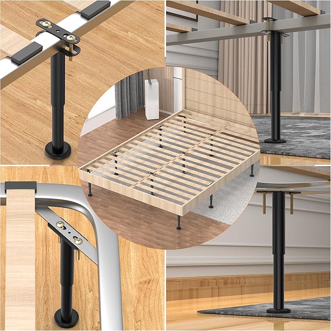 Wlrrcwdttc 2 Pcs Adjustable Height Bed Support Legs 7.08-12.6 inch, Bed Frame