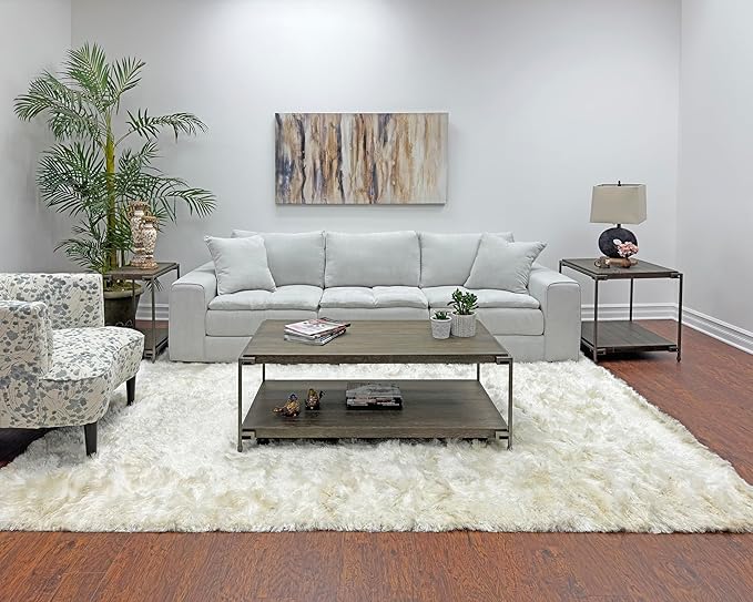 50 inch Wood Coffee Table with Removable Casters, Industrial Living Room Center