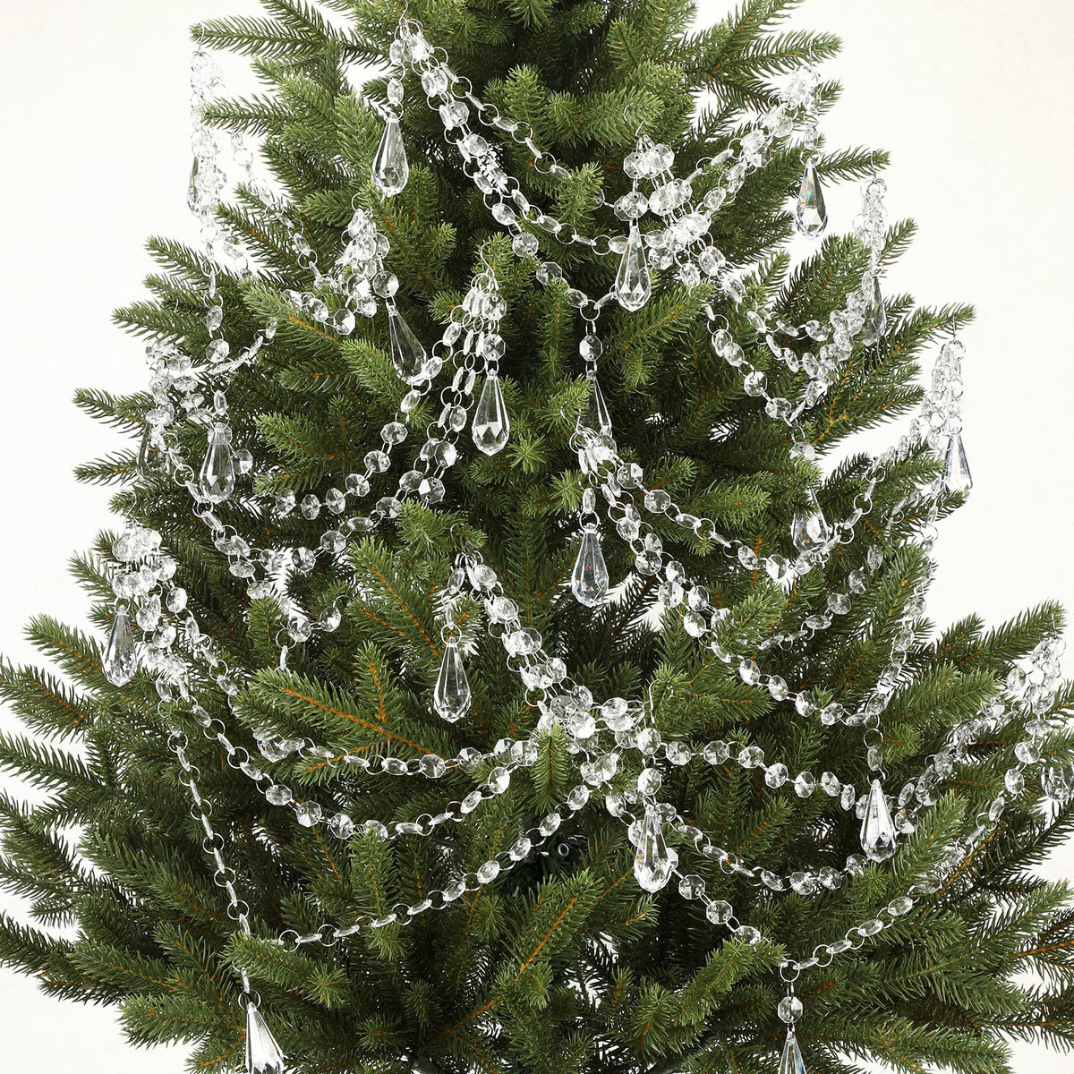 Pinkunn 12 Pcs 3-Layer Crystal Garland for Christmas Tree 20in 16in 12in 3-Layer Acrylic Bead Garland Hanging Christmas Decorations Indoor Home Decor for Home Xmas Wedding Party Decor(Teardrop)