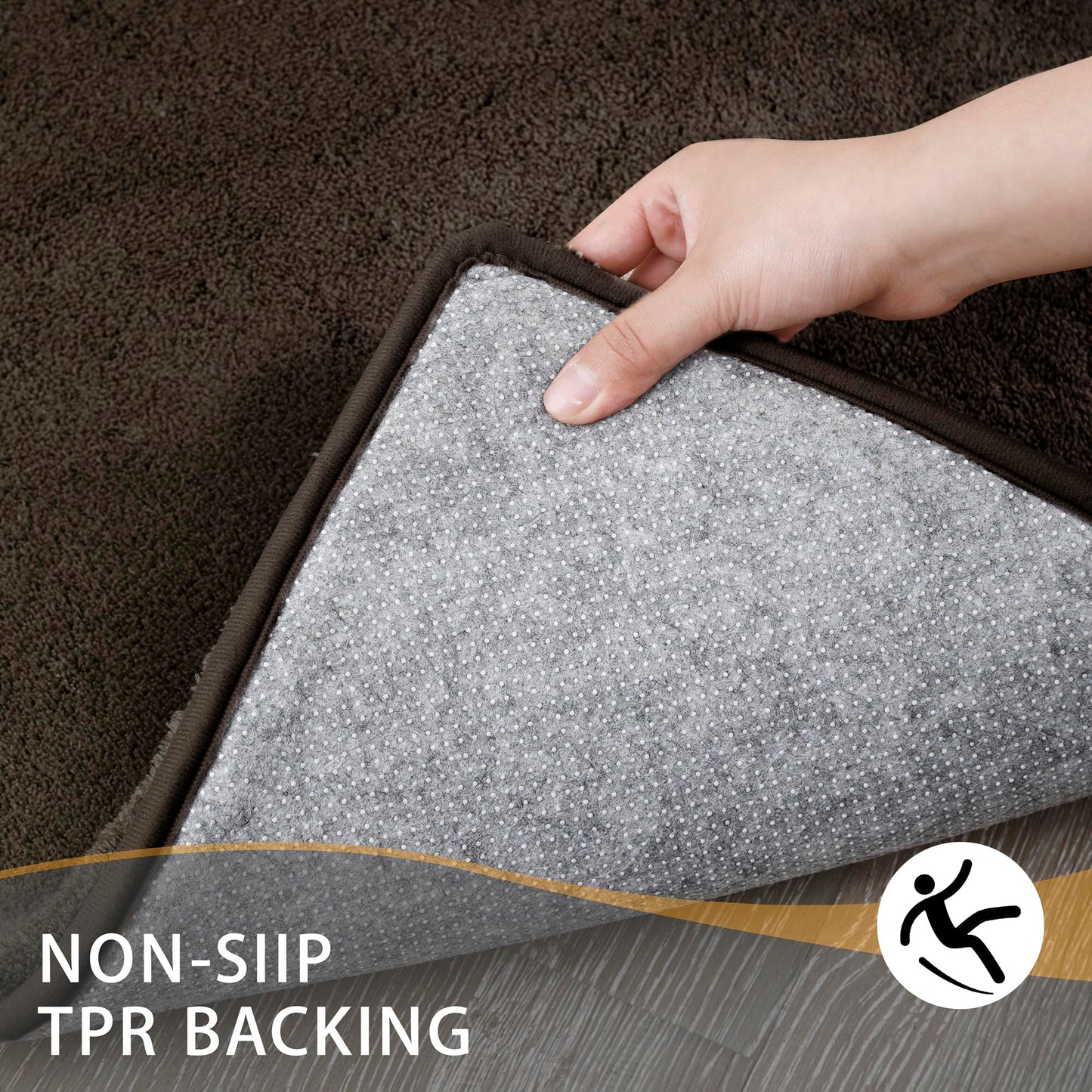 MINIDEAR Toilet Rugs 24x20 - U Shaped Brown Thick Memory Foam Contour Rugs,Ultra Soft & Plush Fluffy, Non-Slip, Quick Dry, Absorbent Washable Floor Microfiber Mat for Home Decor Accessories