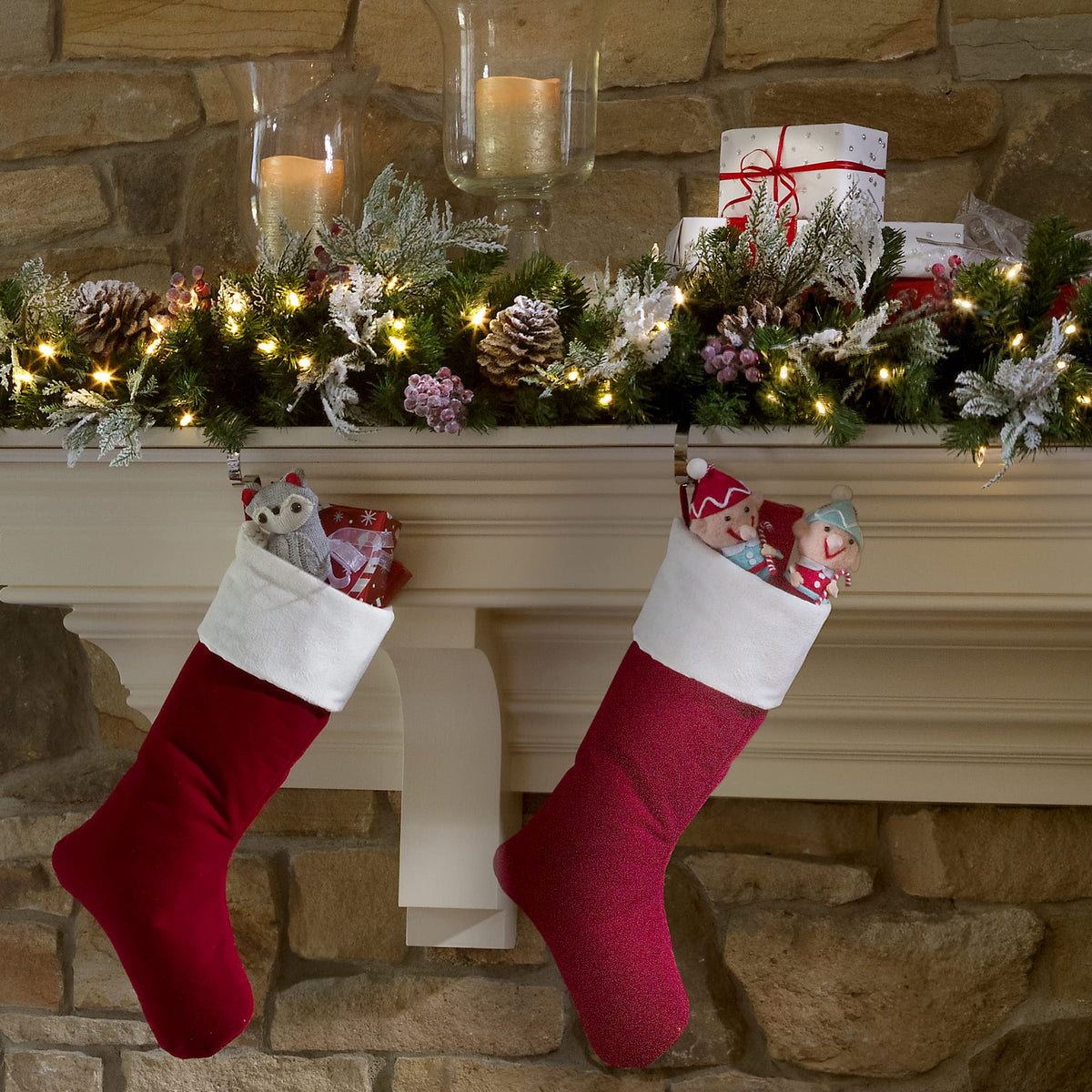 Haute Decor The Original MantleClip® Stocking Holder 4 Pack - Hang Christmas Stockings Safely and Securely from Mantels Up to 3 Inches Thick