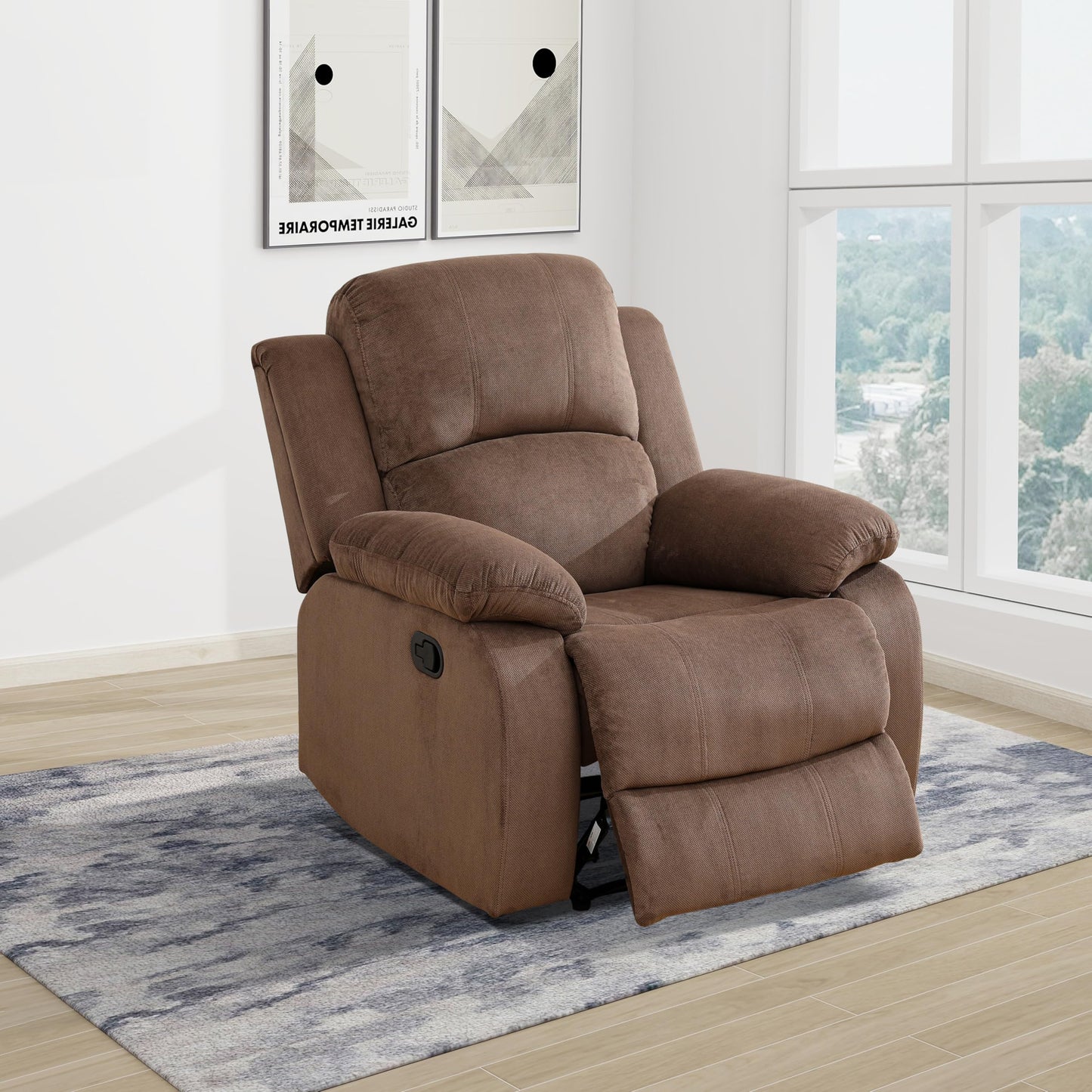 Manual Reclining Sofa Set, 3-Piece Brown Corduroy Recliner with Drop-Down Table & Storage Console, Cozy Living Room Furniture with Cup Holder for Home, Apartment