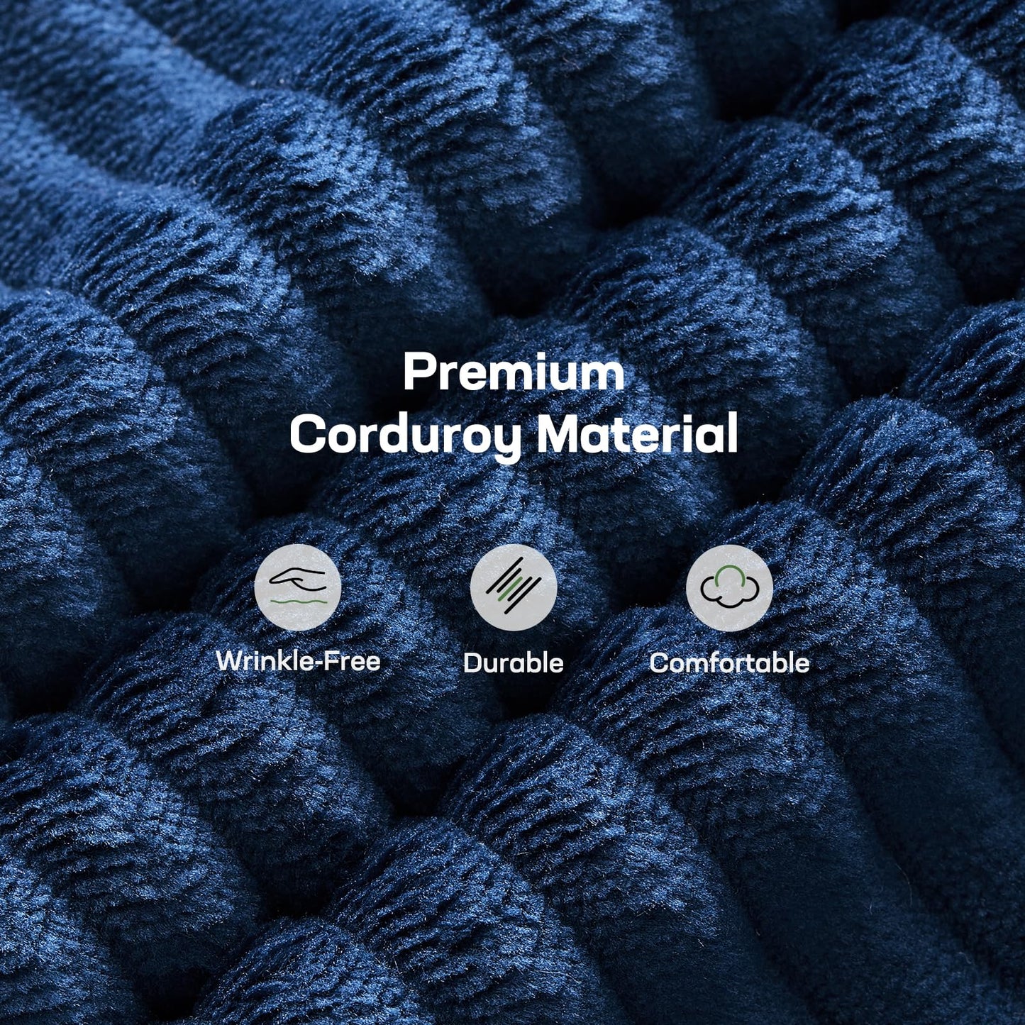 Marsail 66" Futon Sofa Bed, Convertible Corduroy Futon Couch with Adjustable Backrest & Armrests, Small Sleeper Sofa Loveseat for Living Room, Apartment, Blue