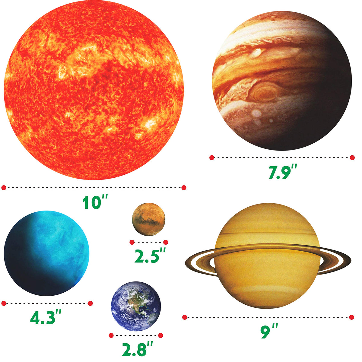 Giant Magnetic Solar System with 12 Individual Briefing Magnets.Perfect for Toddlers and Kids. (24 PCS)