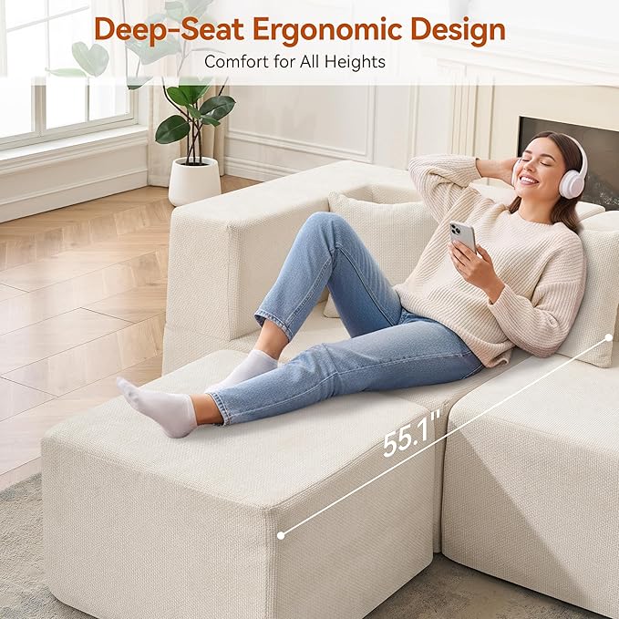 MONVANE Modular Sectional Sofa, Oversized 8 Seat Convertible U Shaped Couch