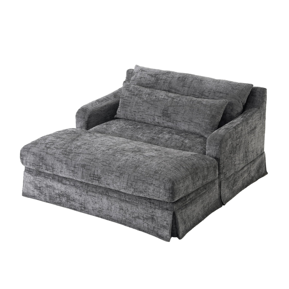 GDFStudio Chenille Sofa Bed Loveseat, Convertible Sleeper Couch with Deep Seat, 900 lbs Capacity, Upholstered Lounge Sofa with Pillows, Modern Compact Sofa for Living Room Bedroom Guest Space, Grey