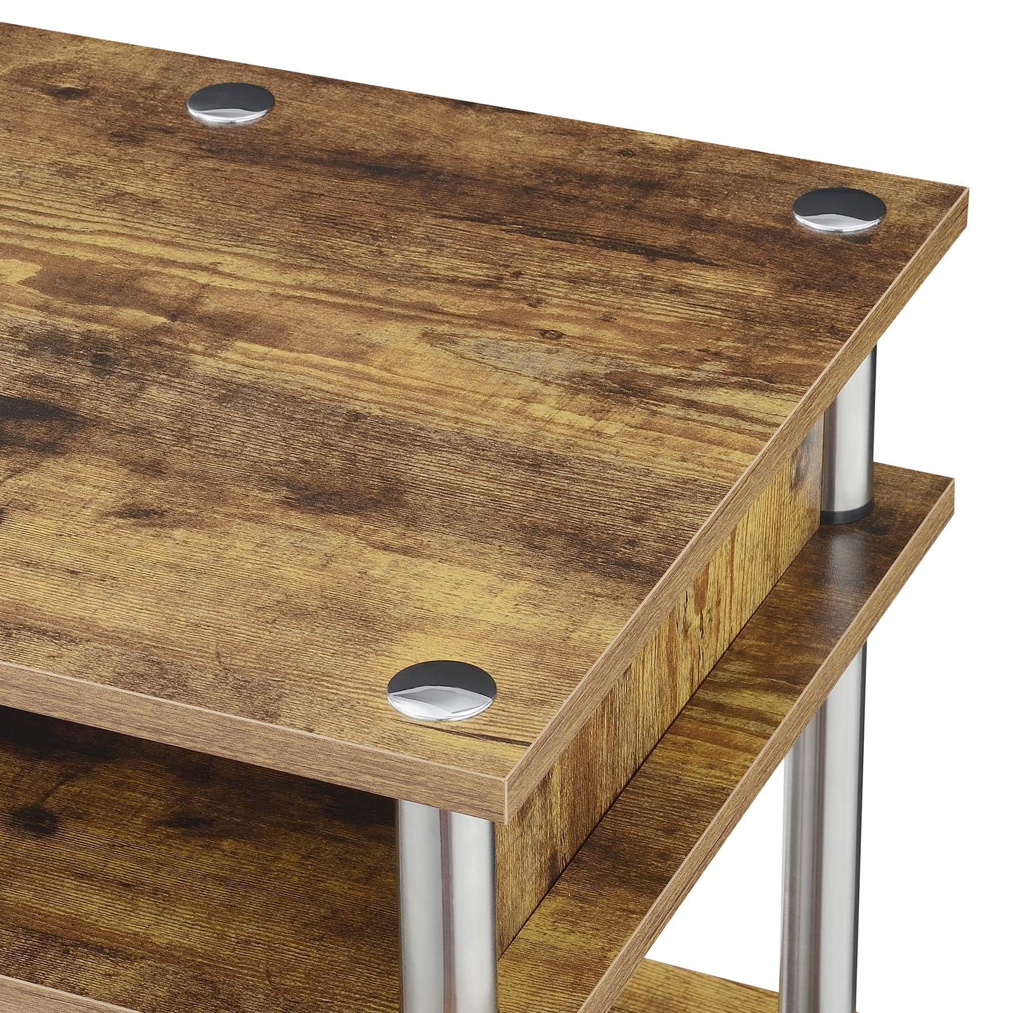 Convenience Concepts Designs2Go No Tools Desk Home Office Desk with Shelves, Corner Shelf Vanity Desk Computer Desk Nail Table for Nail Tech - 47.25" L x 15.75" W x 30" H, Barnwood