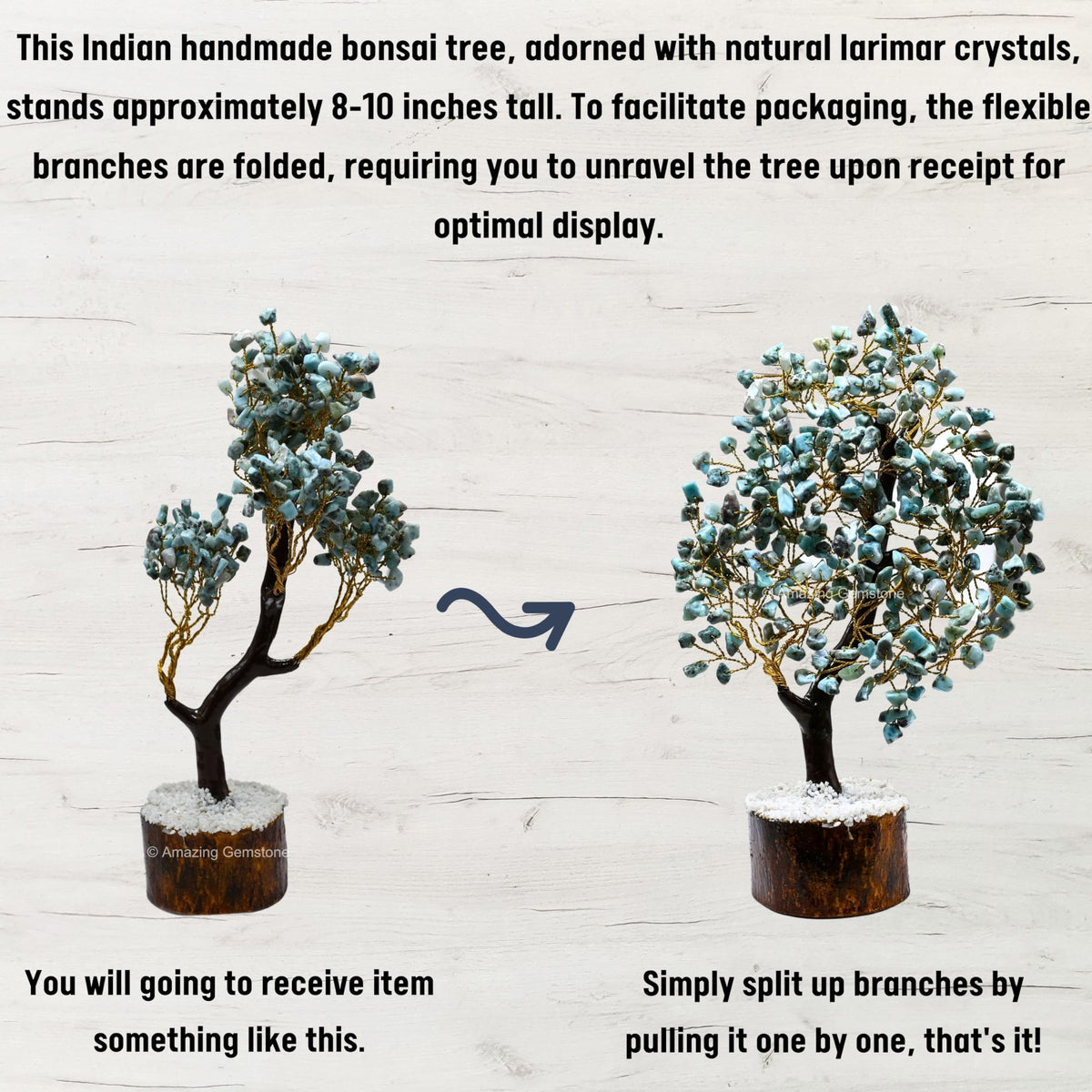 Amazing Gemstone Crystals and Healing Stones Birthday Gifts for Women - Larimar Crystal Tree of Life Home Decor Stocking Stuffers, Bookshelf, Room, Meditation Gift for Mom Dad, Unique Birthday Gifts