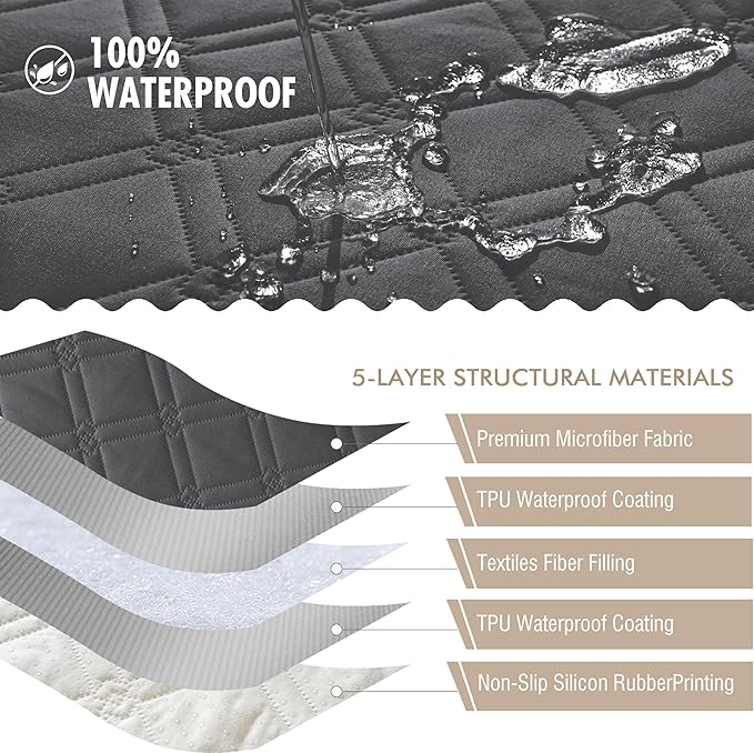 Genina Waterproof Couch Cover, Washable Anti-Slip 51 inch Loveseat Sofa Covers